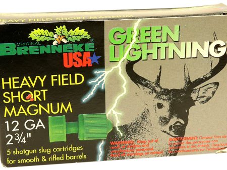 SL-122HFSGL Brenneke Green Lightning Heavy Field Short Magnum Slug, 12 Gauge, 2-3⁄4 inch Shotgun Shells – Box of 5 Online Sale