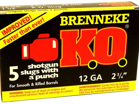 SL-122KO Brenneke K.O. Improved Foster Type Slug, 12 Gauge, 2-3⁄4 inch Shotgun Shells – Box of 5 For Cheap