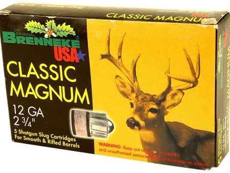 SL-122CLM Brenneke Classic Magnum Slug, 12 Gauge, 2-3⁄4 inch Shotgun Shells – Box of 5 on Sale