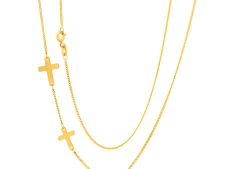 Silverfilled 45cm Sideway Necklace With Three Crosses For Cheap