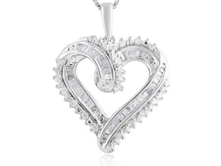 Sterling Silver 1 2 Carat Heart Diamond Pendant on 45cm Chain Cheap