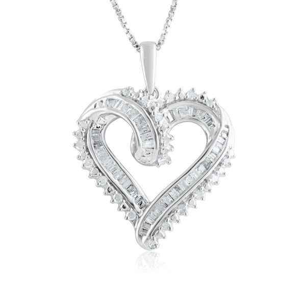 Sterling Silver 1 2 Carat Heart Diamond Pendant on 45cm Chain Cheap