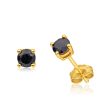 9ct Yellow Gold Natural Sapphire Stud Earrings For Discount