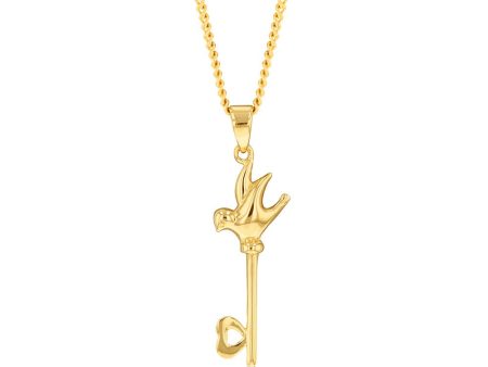 9ct Yellow Gold Bird And Butterfly Key Pendant For Cheap