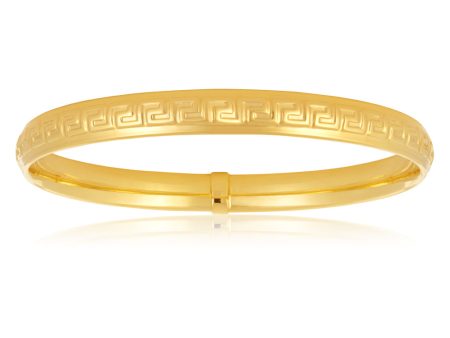 Silverfilled 9ct Yellow Gold Greek Key Bangle For Sale