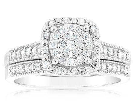 1 4 Carat Diamond 2-Ring Bridal Set in Sterling Silver Supply