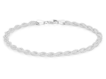 Sterling Silver 19cm Plait Bracelet Hot on Sale