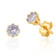 9ct Yellow Gold Silver Filled Cubic Zirconia Lavender 4mm Stud Earrings Cheap