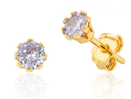 9ct Yellow Gold Silver Filled Cubic Zirconia Lavender 4mm Stud Earrings Cheap