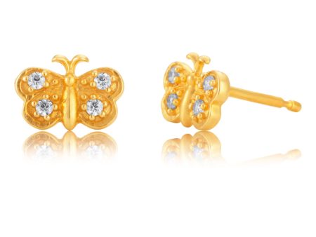 9ct Gold Filled Cubic Zirconia Butterfly Shape Stud Earrings Online Hot Sale