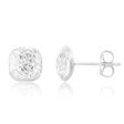 9ct White Gold Textured Button Stud Earrings Online Hot Sale