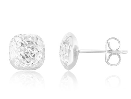 9ct White Gold Textured Button Stud Earrings Online Hot Sale