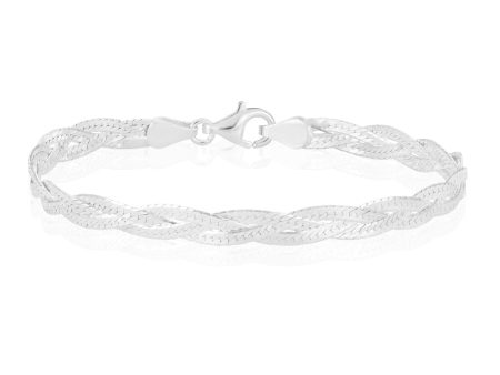 Sterling Silver 19cm Polished Plait Bracelet Online