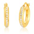 9ct Yellow Gold Silver Filled Hoop Earrings with diamond cut cross pattern feature Cheap