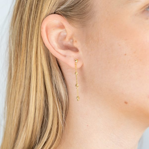 9ct Yellow Gold Silver Filled trio Beads Drop Earrings Online