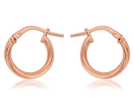 9ct Rose Gold Silver Filled Twist Hoop Earrings in 10mm Sale