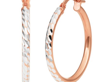 9ct Rose Gold Silver Filled 20mm Fancy Hoop Earrings For Sale