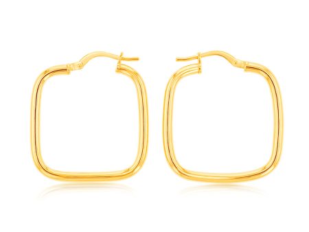 Silverfilled 9ct Yellow Gold Square 20mm Hoop Earrings For Cheap