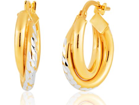 9ct Yellow Gold Filled 10mm double Hoop Earrings Online