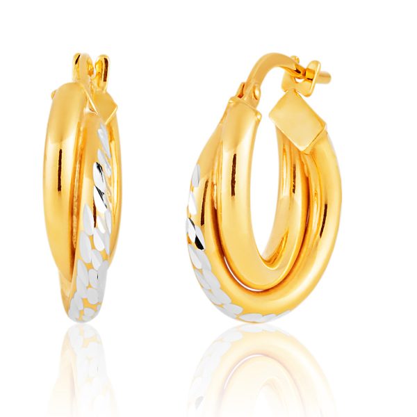 9ct Yellow Gold Filled 10mm double Hoop Earrings Online