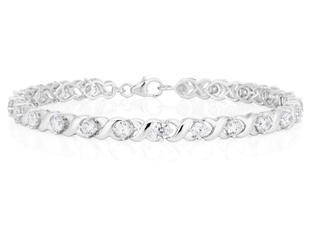 19cm Sterling Silver Zirconia Fancy Bracelet Hot on Sale