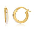 9ct Yellow Gold Silver Filled Diamond Cut 10mm Hoops Earrings Supply