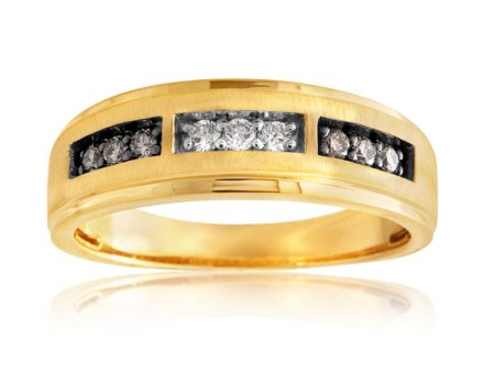 10ct  Yellow Gold 1 4 Carat Diamond Ring with White and Champagne Diamonds Supply