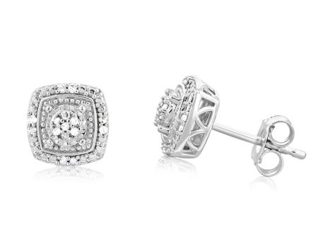 0.10 Carat Diamond Stud Earring Set with 30 Brilliant Diamonds in Sterling Silver Online now