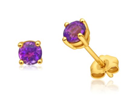 9ct Alluring Yellow Gold Amethyst Stud Earrings Sale