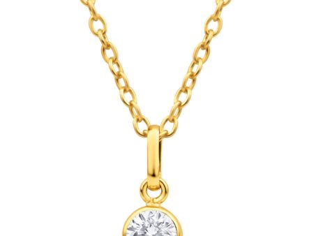 9ct Yellow Gold Cubic Round Zirconia 5mm Pendant Online Sale