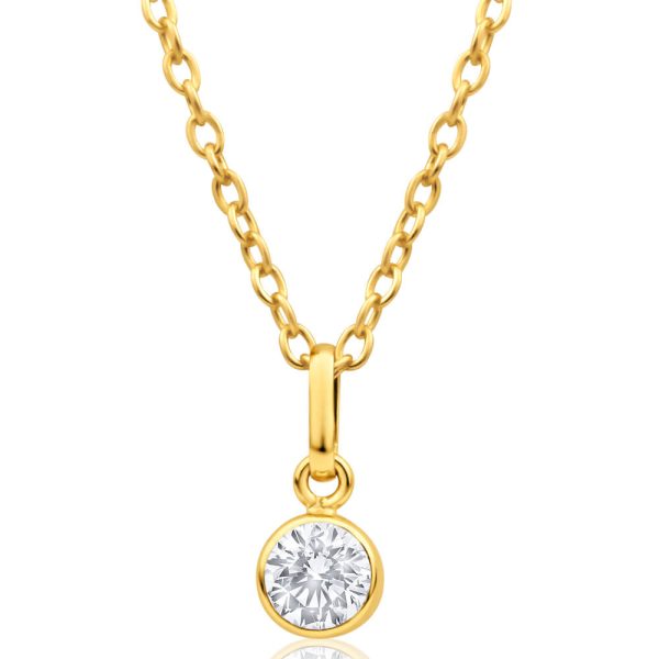 9ct Yellow Gold Cubic Round Zirconia 5mm Pendant Online Sale