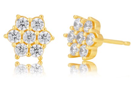 9ct Gold Filled Cubic Zirconia Flower Shape Stud Earrings Online Hot Sale