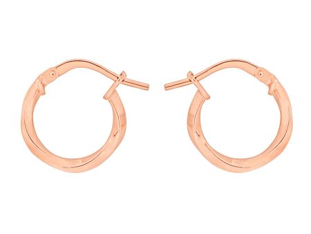 9ct Rose Gold Silver Filled 10mm Twist Hoop Earrings Discount