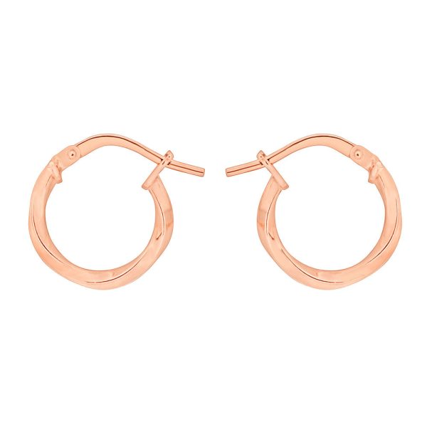 9ct Rose Gold Silver Filled 10mm Twist Hoop Earrings Discount