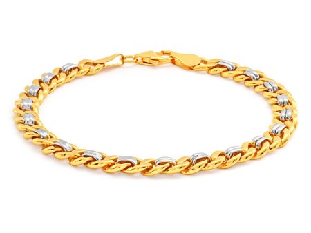 9ct Yellow and White Gold Silver Filled Curb 19cm Bracelet Cheap