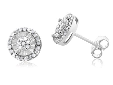 1 4 Carat Diamond Stud Earrings set with 18 Brilliant Diamonds in Sterling Silver Sale