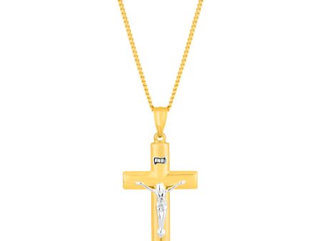 9ct Yellow & White Gold Silver Filled Crucifix on Sale