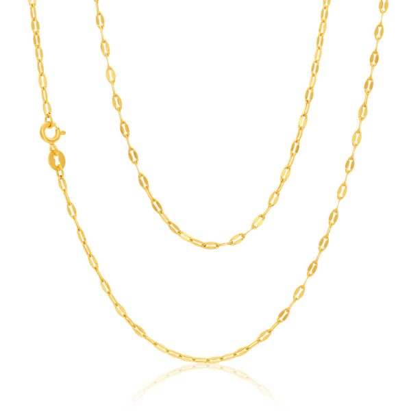 9ct Yellow Gold Silver Filled Coffee Grain Fancy 45cm Chain Sale