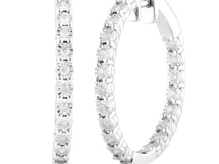 1 2 Carat Diamond Hoop Earrings in Sterling Silver Hot on Sale