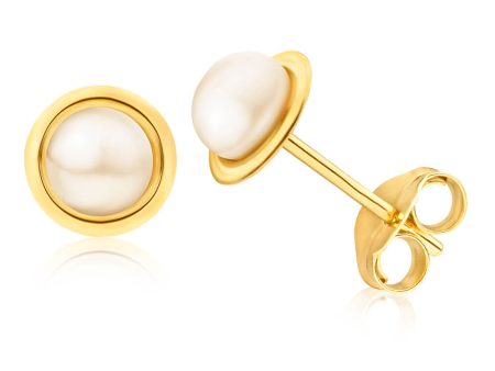 9ct Yellow Gold 4mm Freshwater Pearl Stud Earrings Online