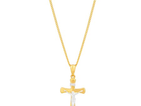 9ct Yellow & White Gold Silver Filled Crucifix For Sale