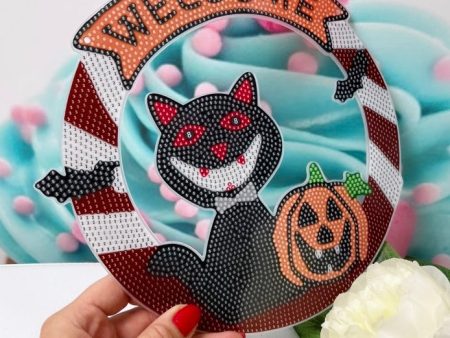 Diamond Painting Türkranz  Halloween-Kitty  Anhänger H2 Discount