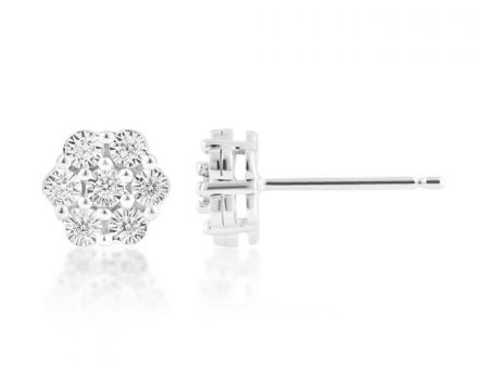 0.10 Carat Diamond Stud Earrings in Sterling Silver Online