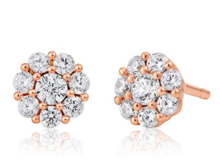 9ct Rose Gold Silver Filled Cubic Zirconia Flower Studs Fashion