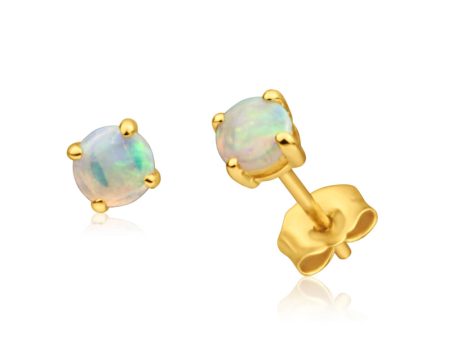 9ct Yellow Gold Natural Solid White Opal Stud Earrings Hot on Sale