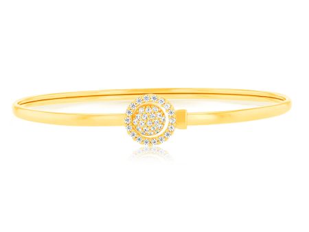 9ct Gold Silver Filled Cubic Zirconia Sun-Flower Power 2 way Oval 50x60mm Bangle Online now