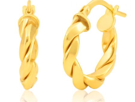 Silverfilled 9ct Yellow Gold Fancy Twist 10mm Hoop Earrings Online Hot Sale