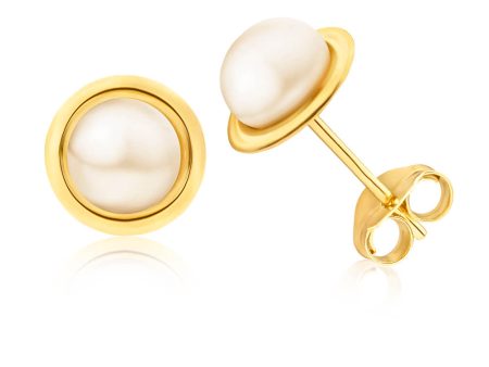 9ct Yellow Gold 5mm Freshwater Pearl Stud Earrings Online