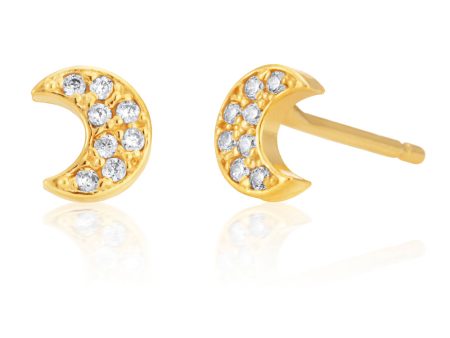 9ct Gold Filled Cubic Zirconia Moon Shape Stud Earrings Supply