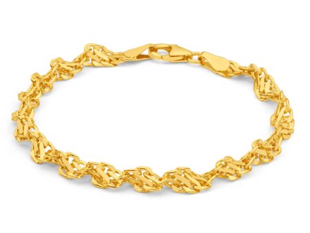 9ct Yellow Gold Copper Filled 19cm Singapore Bracelet 70Gauge Hot on Sale